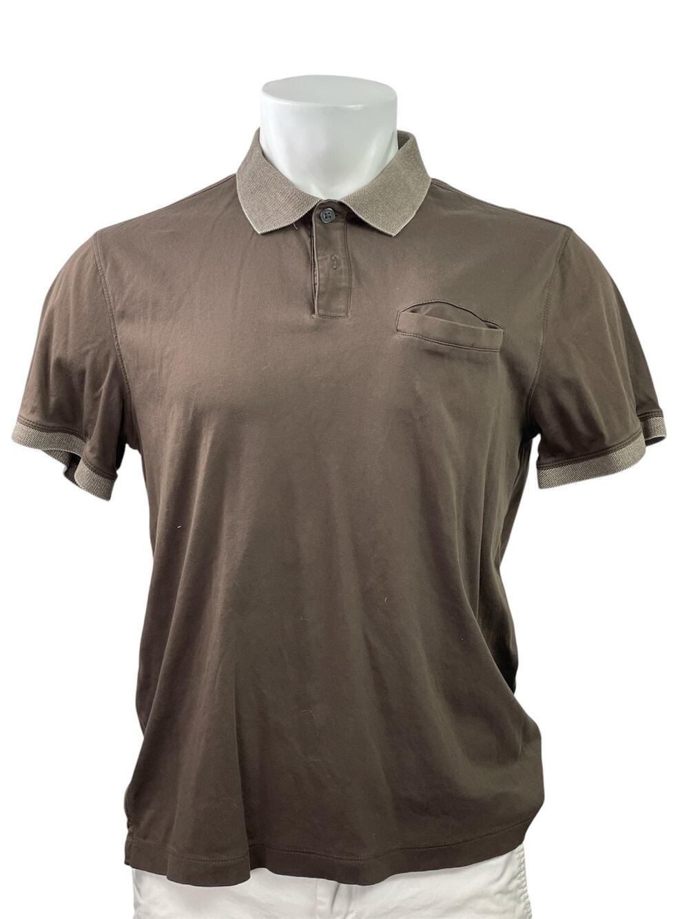 Banana Republic Luxe Touch Performance Mens Brown Short Sleeve Polo Shirt Size M